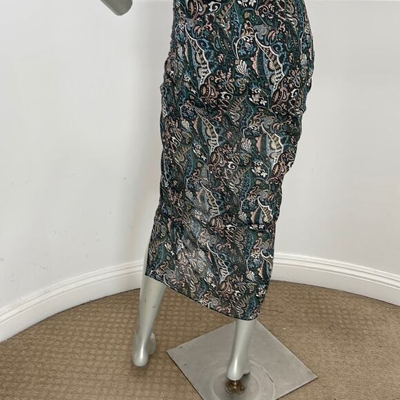 Veronica Beard Peyton Strapless Ruched Midi Dress Size 0 Paisley Print Cocktail - Picture 11 of 16